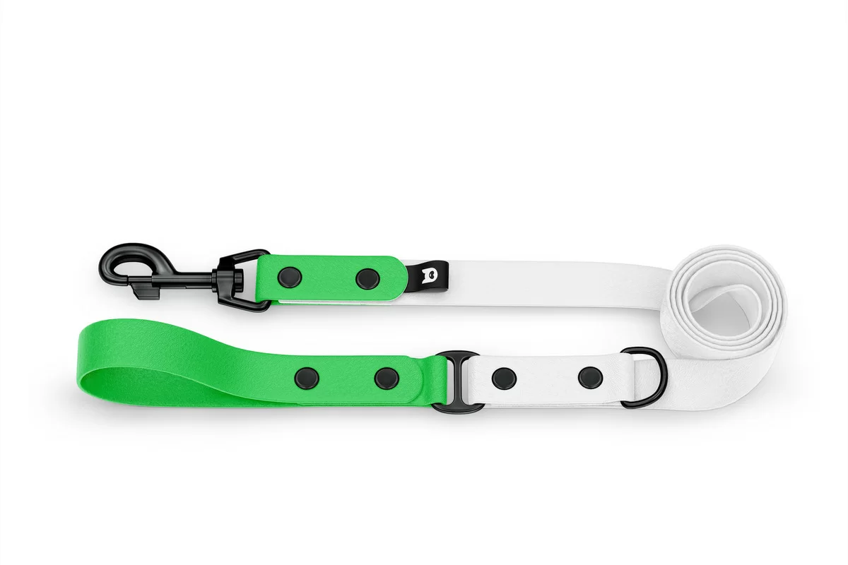 Vodítko pro psa Duo - neonově zelené / bílé s černými komponenty