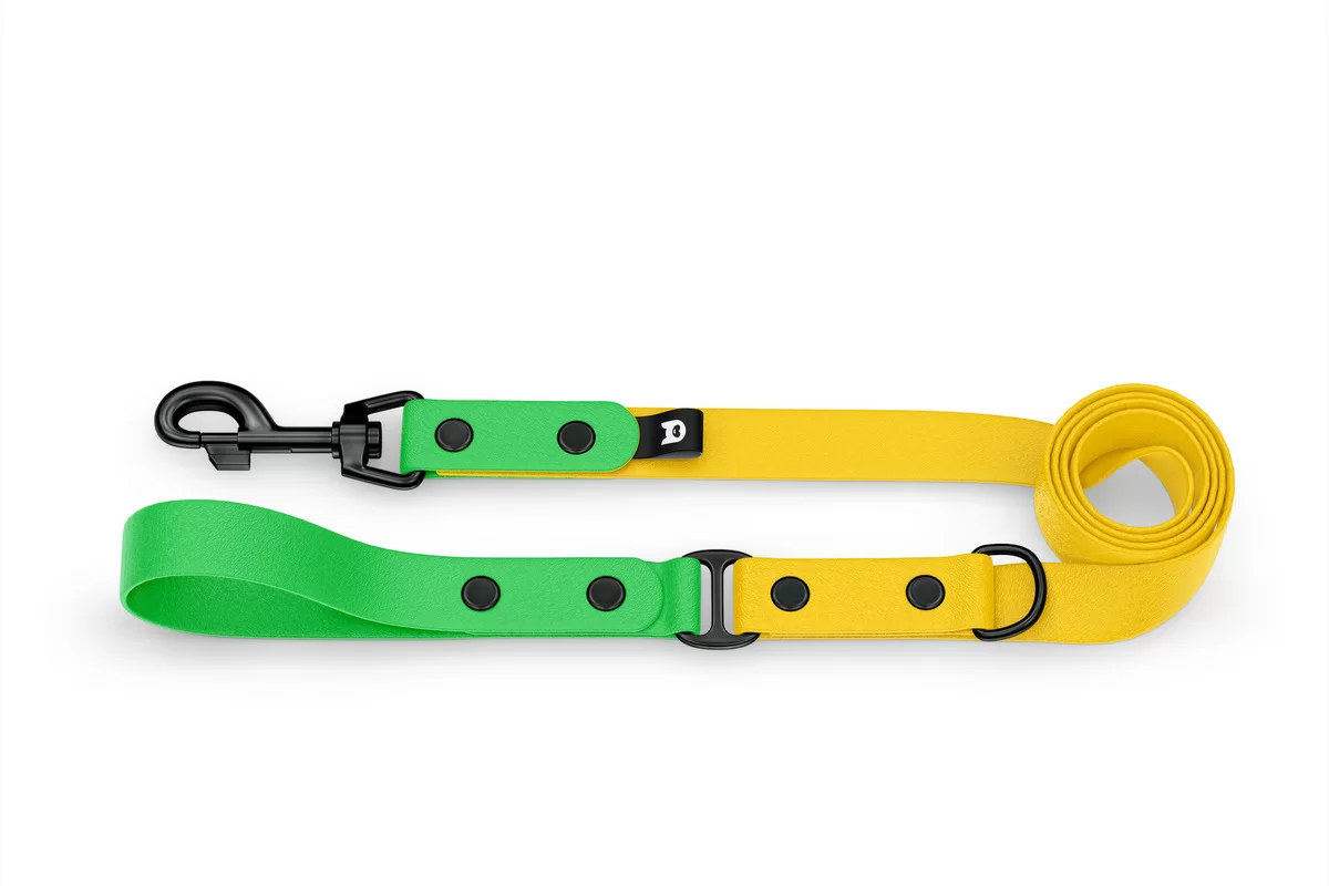 Vodítko pro psa Duo - neonově zelené / žluté s černými komponenty