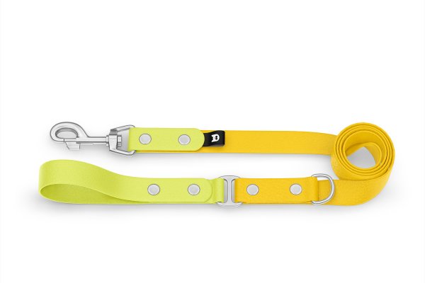 Vodítko pro psa Duo - neonově žluté / žluté se stříbrnými komponenty