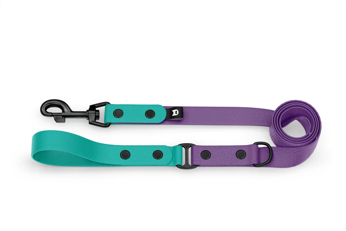 Vodítko pro psa Duo - pastelově zelené / purpurové s černými komponenty