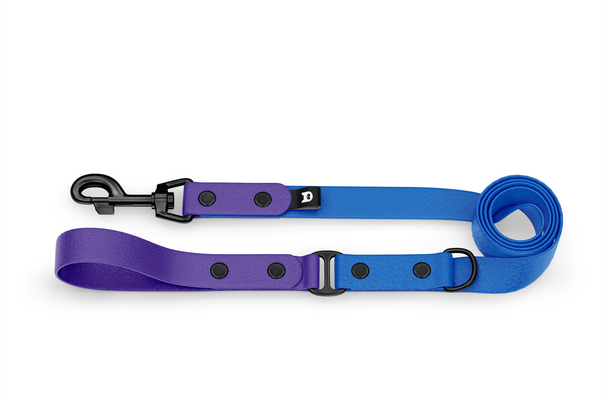 Vodítko pro psa Duo - fialové / modré s černými komponenty