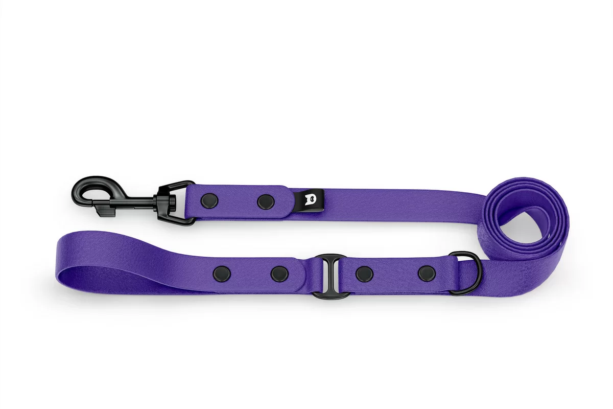 Vodítko pro psa Duo - fialové / fialové s černými komponenty