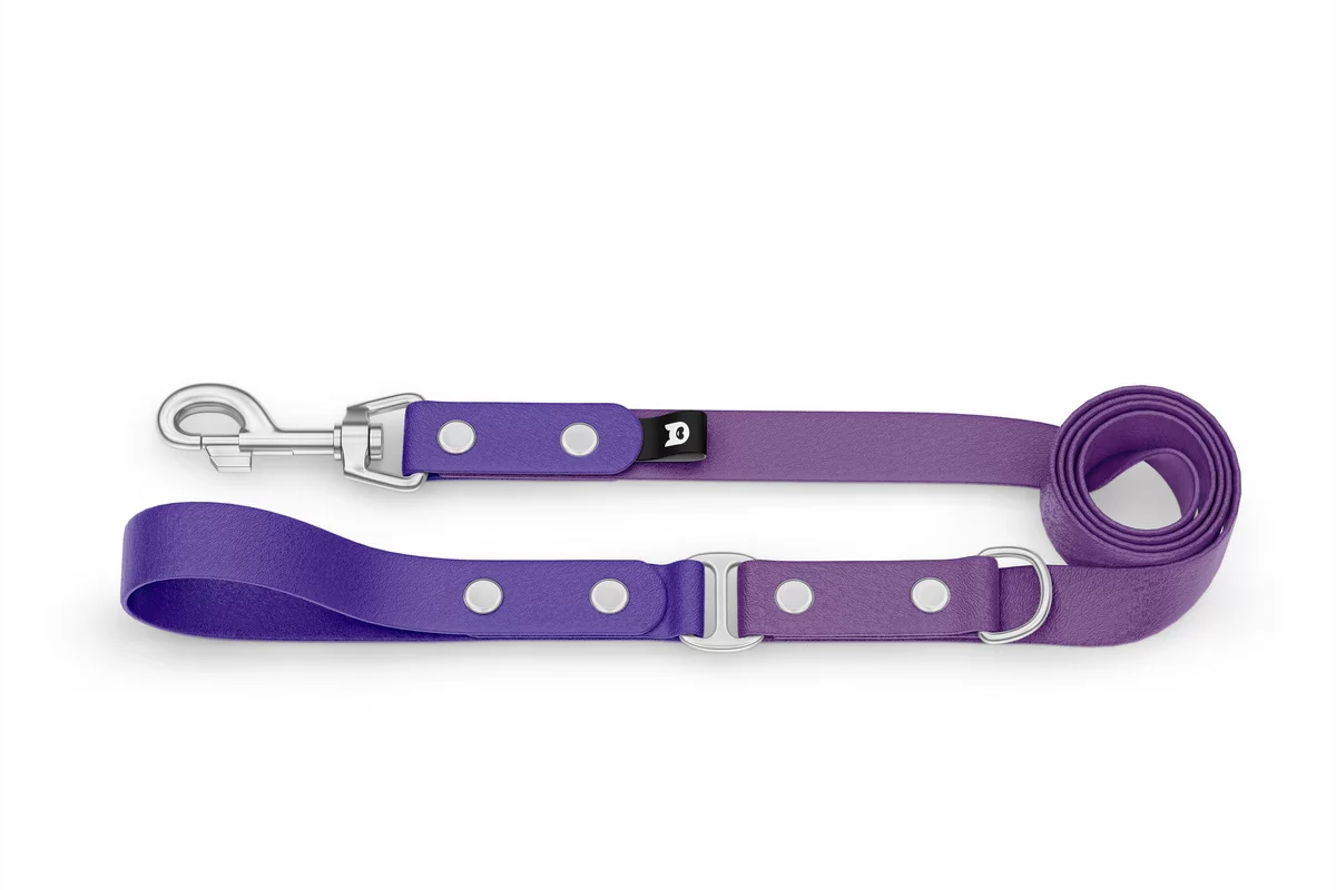 Vodítko pro psa Duo - fialové / purpurové se stříbrnými komponenty