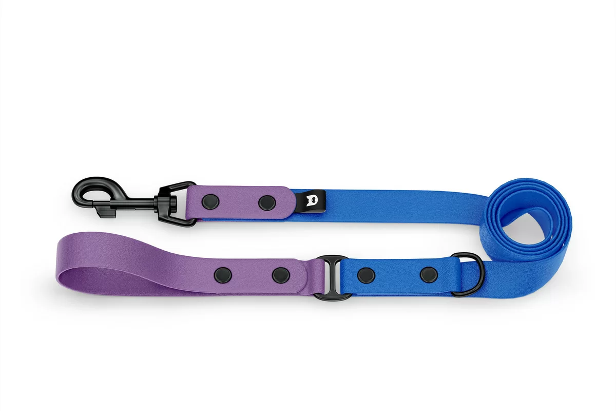 Vodítko pro psa Duo - purpurové / modré s černými komponenty