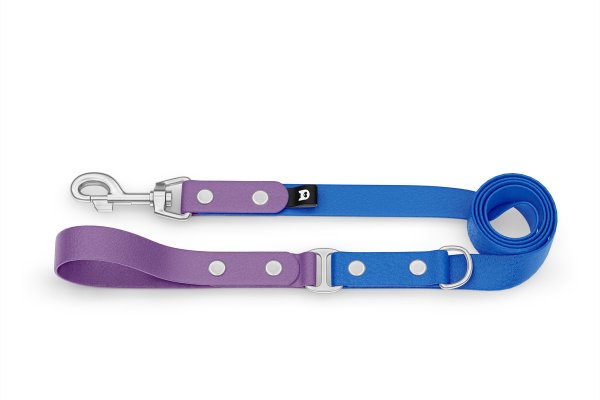 Vodítko pro psa Duo - purpurové / modré se stříbrnými komponenty