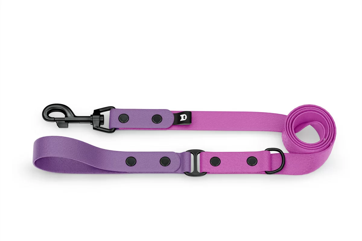 Vodítko pro psa Duo - purpurové / světle fialové s černými komponenty