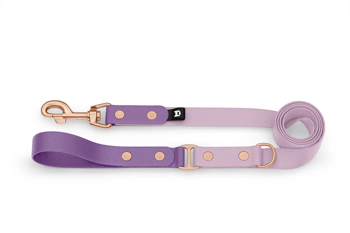 Vodítko pro psa Duo - purpurové / šeříkové s růžově zlatými komponenty