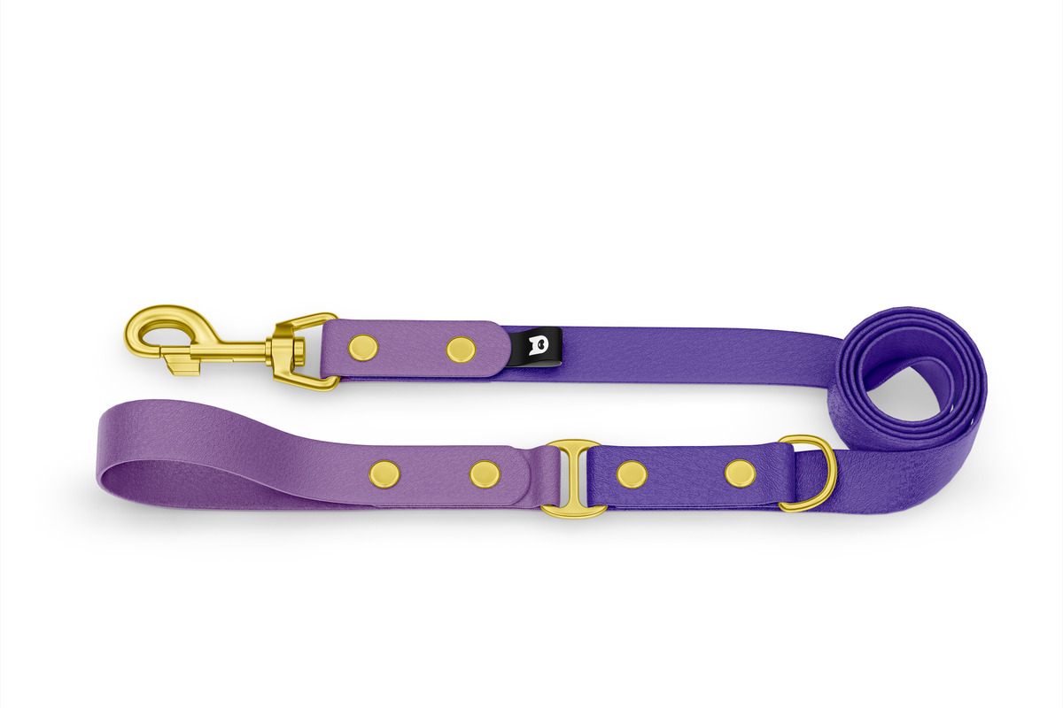 Vodítko pro psa Duo - purpurové / fialové se zlatými komponenty