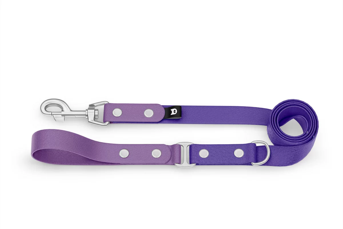 Vodítko pro psa Duo - purpurové / fialové se stříbrnými komponenty