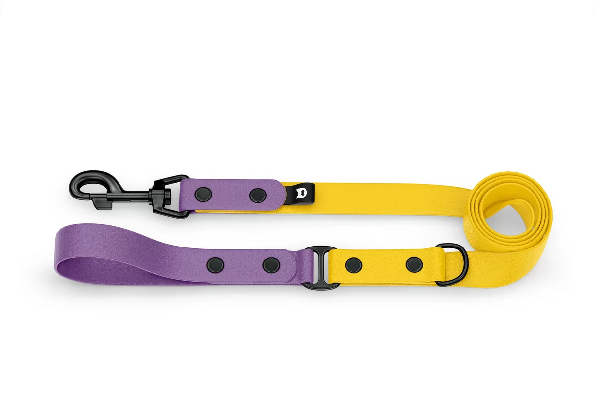 Vodítko pro psa Duo - purpurové / žluté s černými komponenty