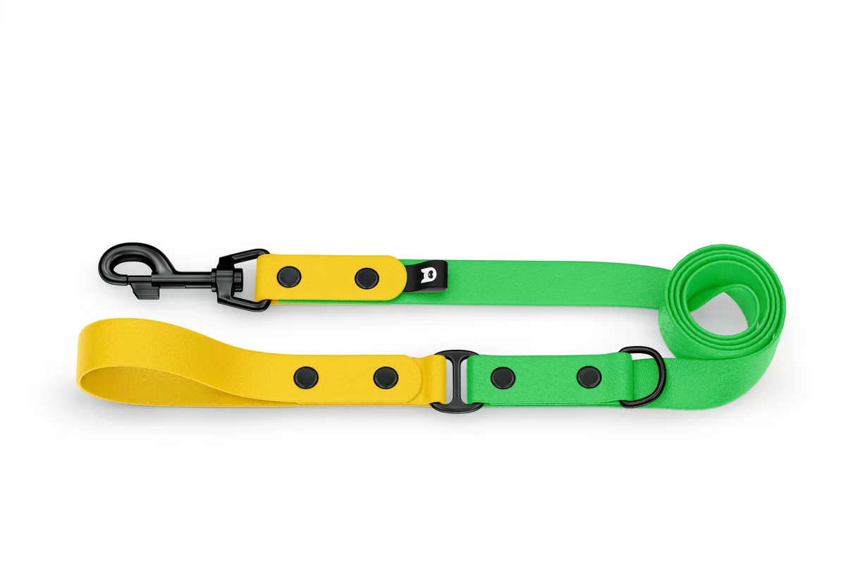Vodítko pro psa Duo - žluté / neonově zelené s černými komponenty