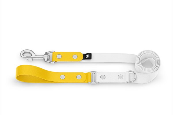Vodítko pro psa Duo - žluté / bílé se stříbrnými komponenty