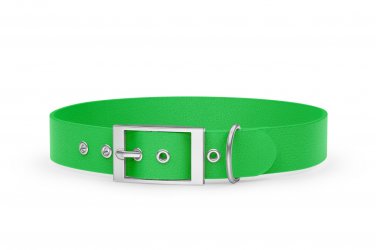 Obojek pro psa Adventure - neonově zelený se stříbrnými komponenty