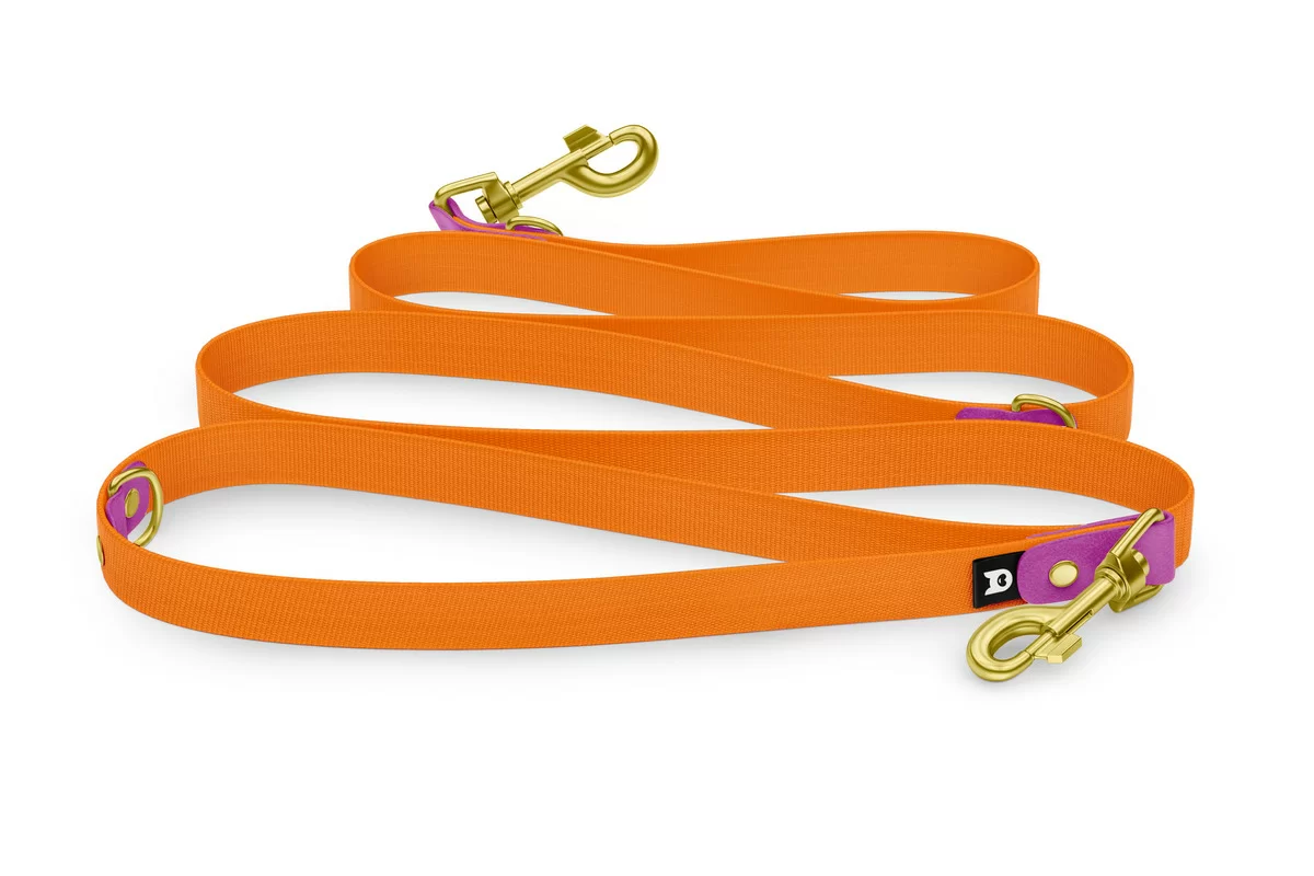 Vodítko pro psa Reduce - světle fialové / oranžové se zlatými komponenty
