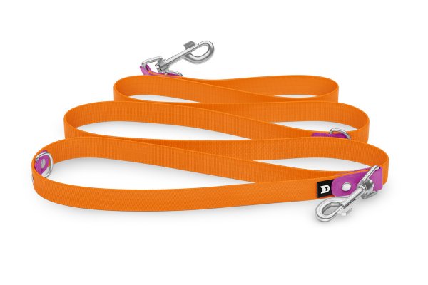 Vodítko pro psa Reduce - světle fialové / oranžové se stříbrnými komponenty