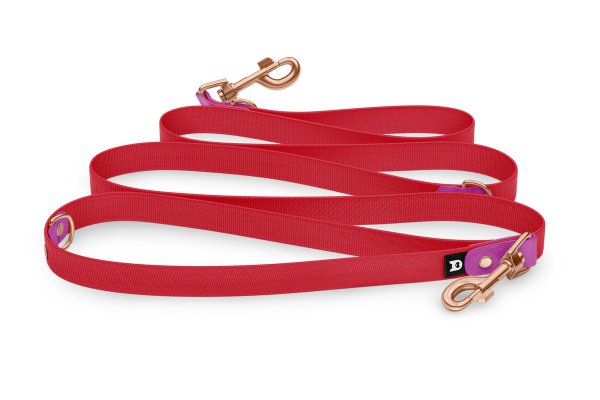 Vodítko pro psa Reduce - světle fialové / červené s růžově zlatými komponenty