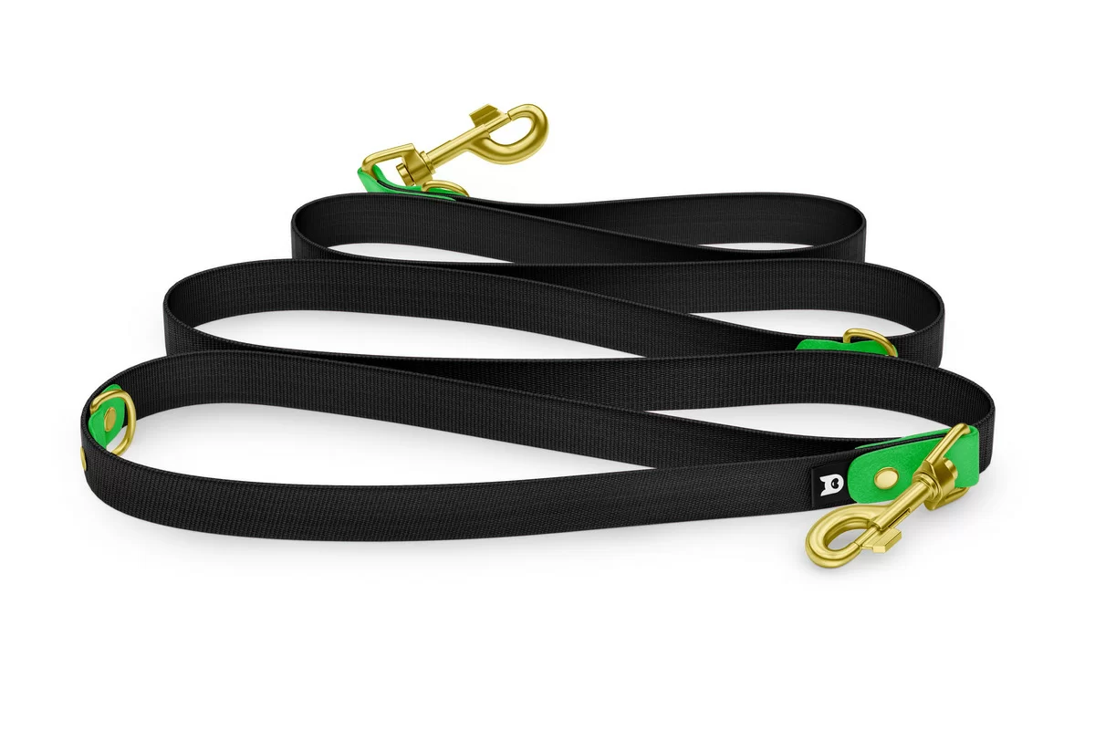 Vodítko pro psa Reduce - neonově zelené / černé se zlatými komponenty