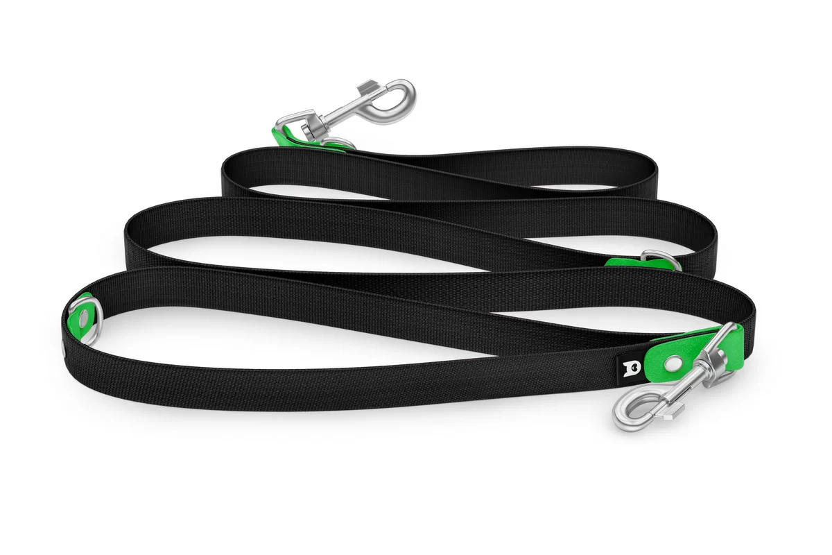 Vodítko pro psa Reduce - neonově zelené / černé se stříbrnými komponenty