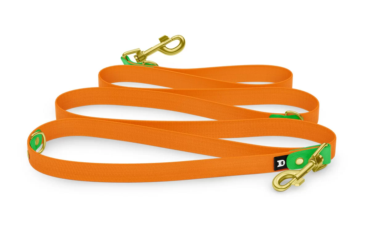 Vodítko pro psa Reduce - neonově zelené / oranžové se zlatými komponenty