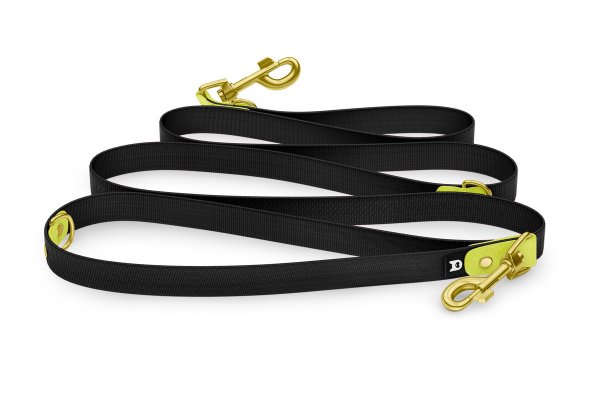 Vodítko pro psa Reduce - neonově žluté / černé se zlatými komponenty