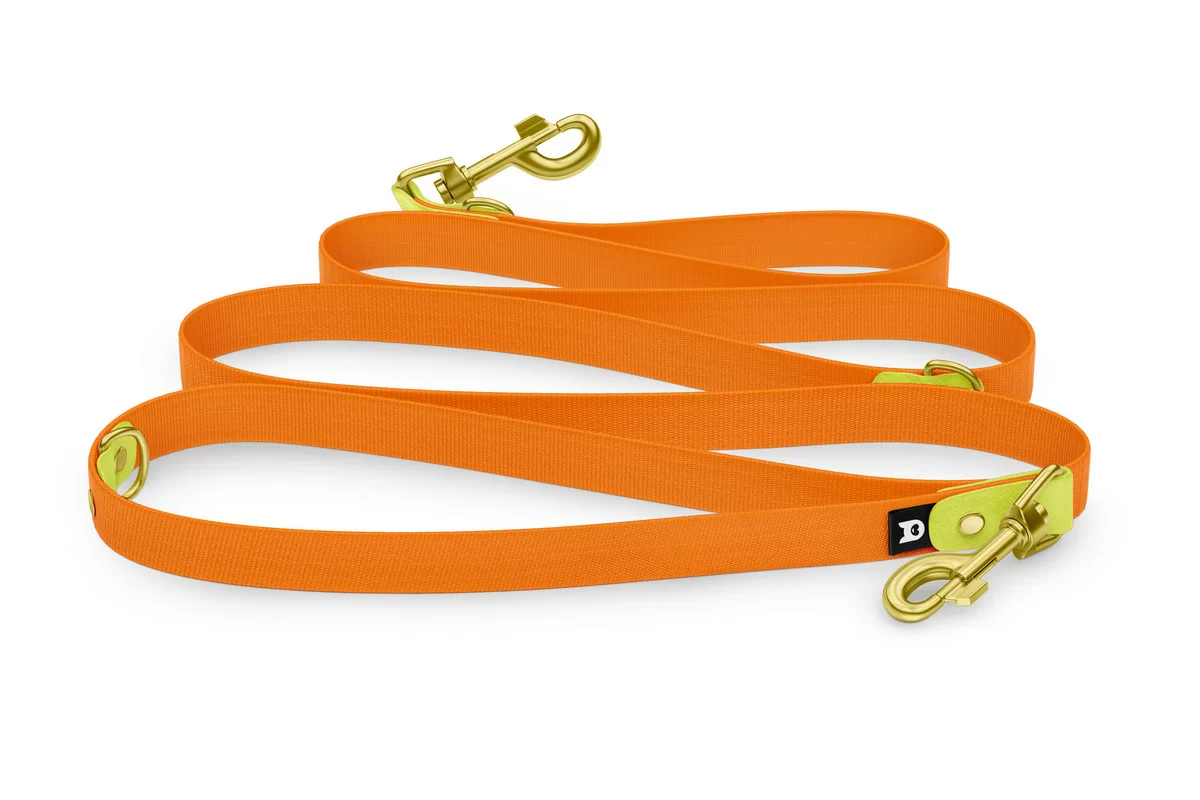 Vodítko pro psa Reduce - neonově žluté / oranžové se zlatými komponenty