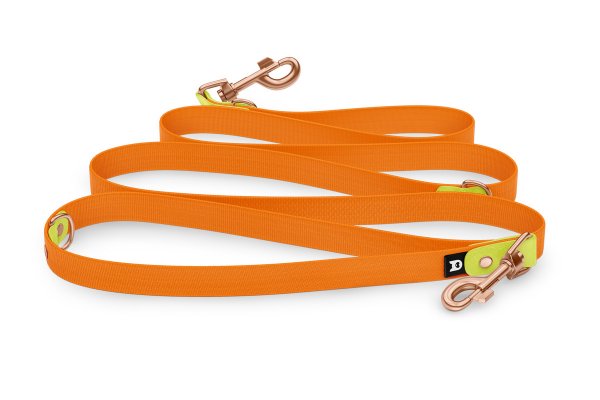 Vodítko pro psa Reduce - neonově žluté / oranžové s růžově zlatými komponenty