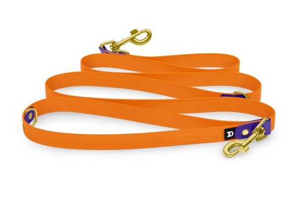 Vodítko pro psa Reduce - fialové / oranžové se zlatými komponenty