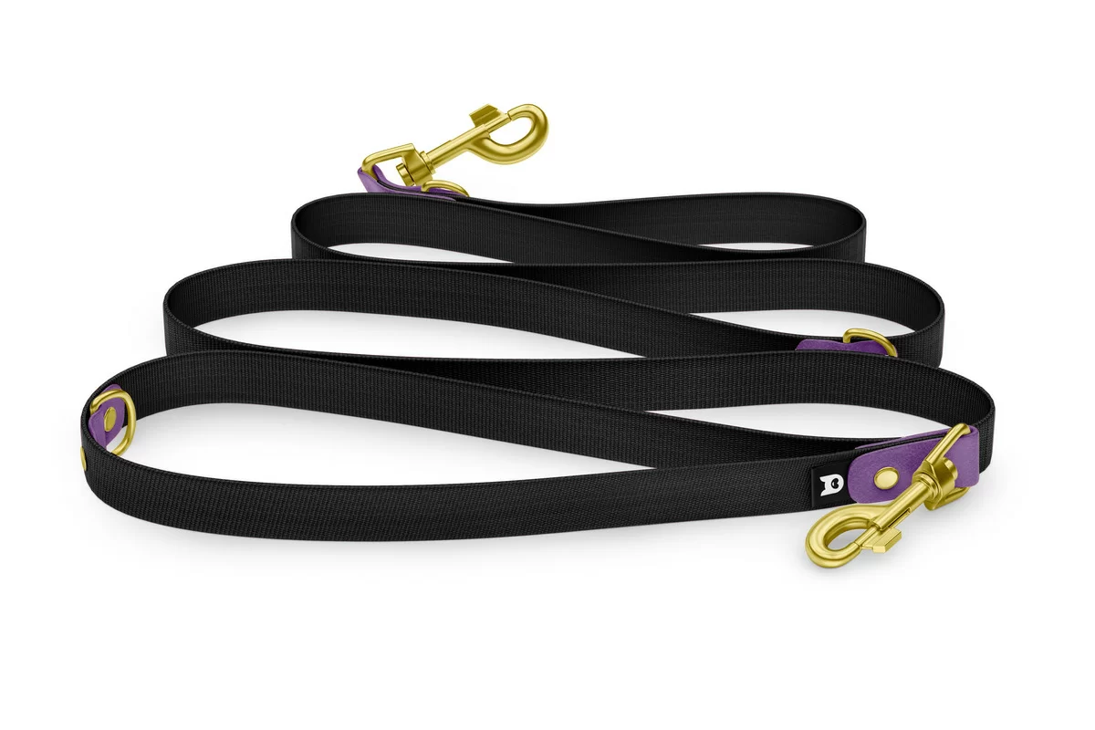 Vodítko pro psa Reduce - purpurové / černé se zlatými komponenty