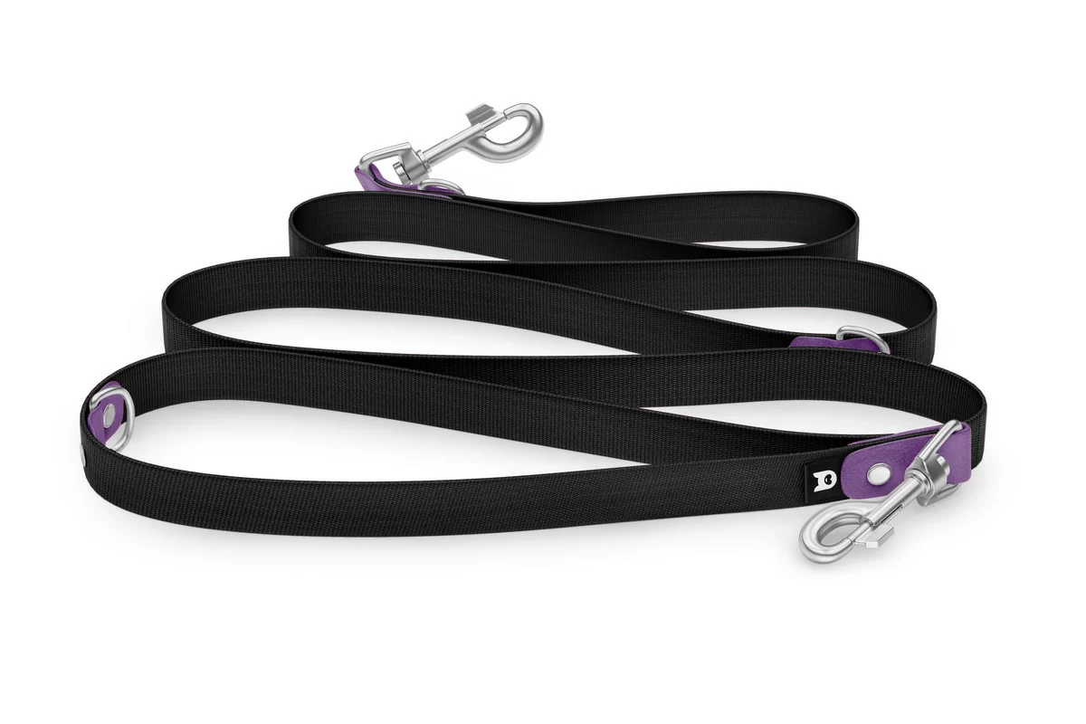 Vodítko pro psa Reduce - purpurové / černé se stříbrnými komponenty