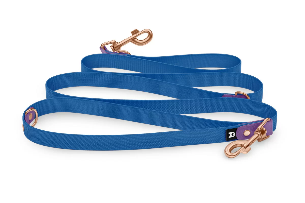 Vodítko pro psa Reduce - purpurové / modré s růžově zlatými komponenty