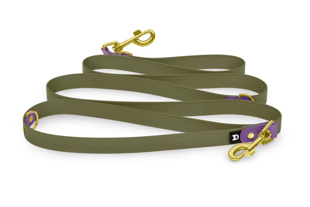 Vodítko pro psa Reduce - purpurové / tmavě olivové se zlatými komponenty