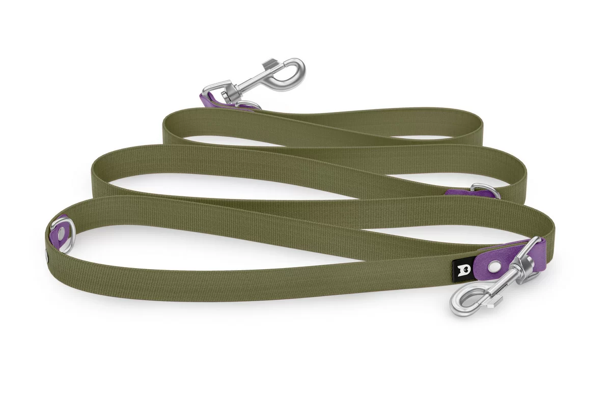 Vodítko pro psa Reduce - purpurové / tmavě olivové se stříbrnými komponenty