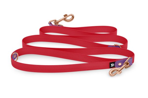Vodítko pro psa Reduce - purpurové / červené s růžově zlatými komponenty