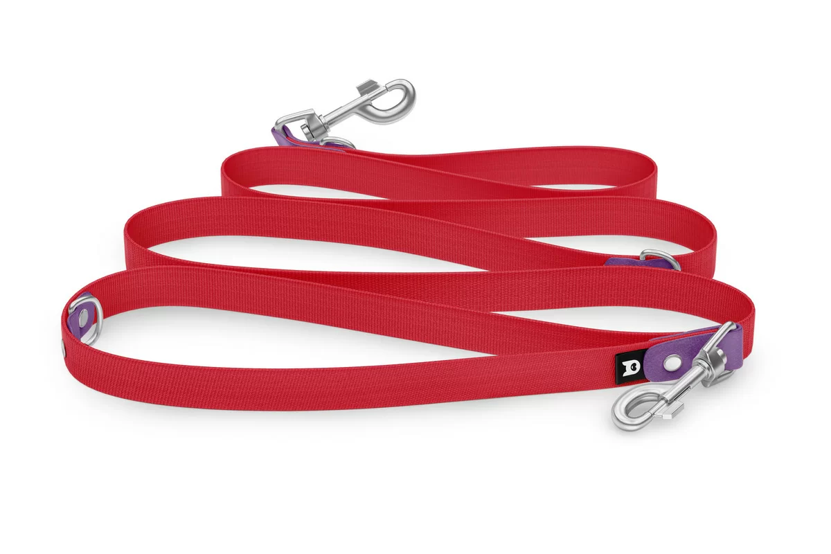 Vodítko pro psa Reduce - purpurové / červené se stříbrnými komponenty
